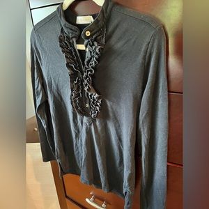 Tory Burch long sleeve ruffle polo shirt